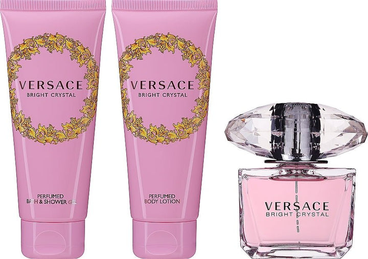 Versace Bright Crystal Gift Set (Eau De Toilette Spray 50ml + Shower Gel 50ml + Body Lotion 50ml) - Fragrance London