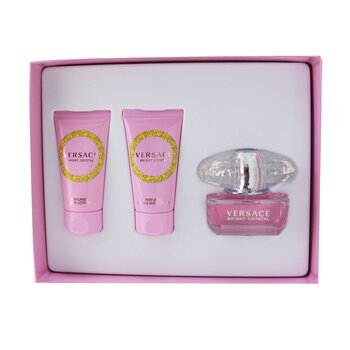 Versace Bright Crystal Gift Set (Eau De Toilette Spray 50ml + Shower Gel 50ml + Body Lotion 50ml) - Fragrance London