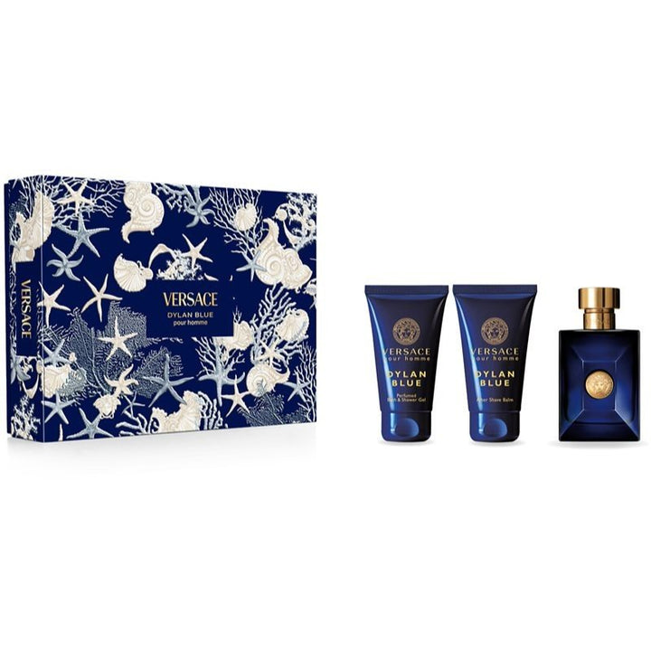 Versace Dylan Blue Gift Set (Eau De Toilette 50ml + Shower Gel 50ml + Aftershave Balm 50ml) - Fragrance London