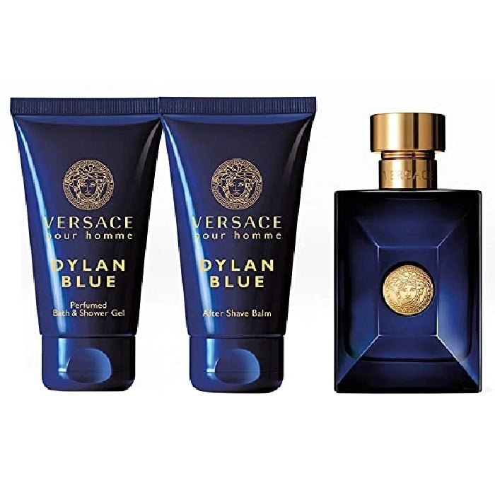 Versace Dylan Blue Gift Set (Eau De Toilette 50ml + Shower Gel 50ml + Aftershave Balm 50ml) - Fragrance London