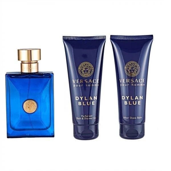 Versace Dylan Blue Gift Set (Eau De Toilette Spray 50ml + Shower Gel 50ml + After Shave Balm 50ml) - Fragrance London