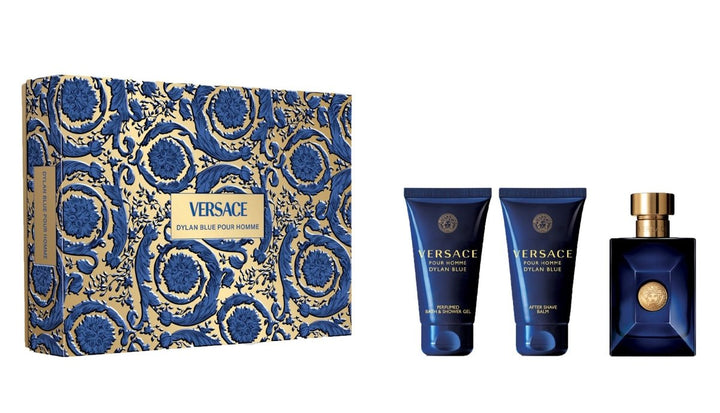 Versace Dylan Blue Gift Set (Eau De Toilette Spray 50ml + Shower Gel 50ml + After Shave Balm 50ml) - Fragrance London