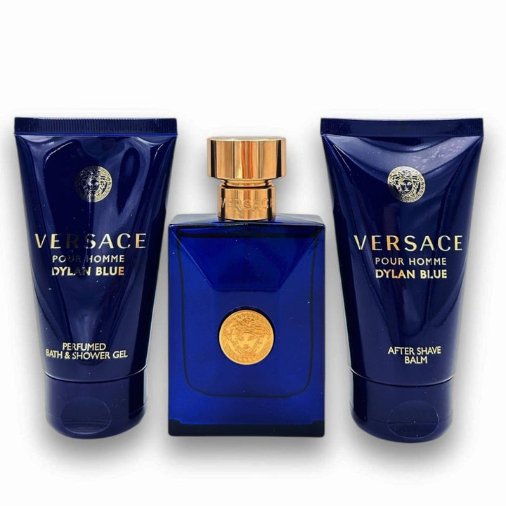 Versace Dylan Blue Gift Set (Eau De Toilette Spray 50ml + Shower Gel 50ml + After Shave Balm 50ml) - Fragrance London