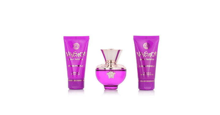 Versace Dylan Purple Gift Set (Eau De Parfum Spray 50ml + Shower Gel 50ml + Body Lotion 50ml) - Fragrance London