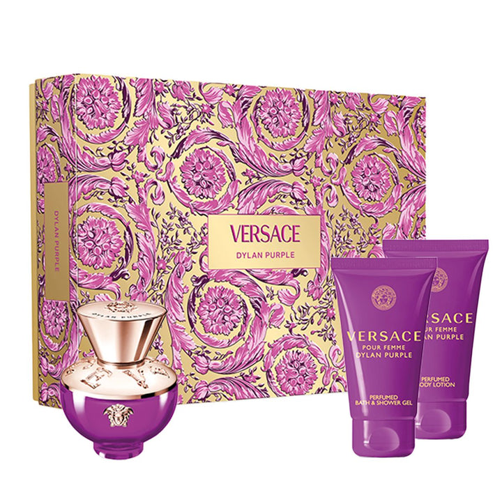 Versace Dylan Purple Gift Set (Eau De Parfum Spray 50ml + Shower Gel 50ml + Body Lotion 50ml) - Fragrance London