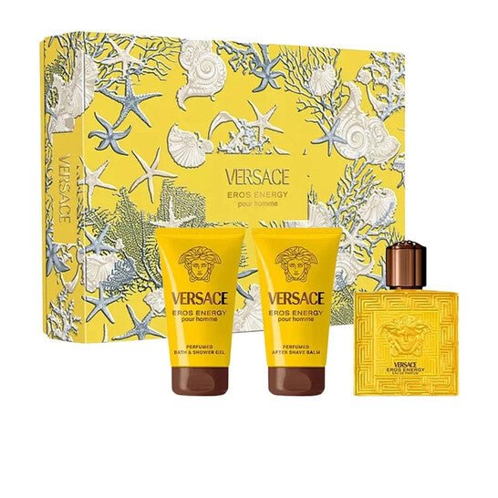 Versace Eros Energy Gift Set (Eau De Parfum Spray 50ml + Shower Gel 50ml + Aftershave Balm 50ml) - Fragrance London