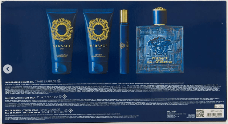 Versace Eros Gift Set (Eau De Parfum 100ml + Shower Gel 75ml + After Shave Balm 75ml + Eau De Parfum 10ml) - Fragrance London