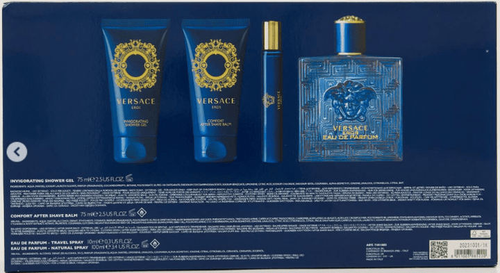 Versace Eros Gift Set (Eau De Parfum 100ml + Shower Gel 75ml + After Shave Balm 75ml + Eau De Parfum 10ml) - Fragrance London