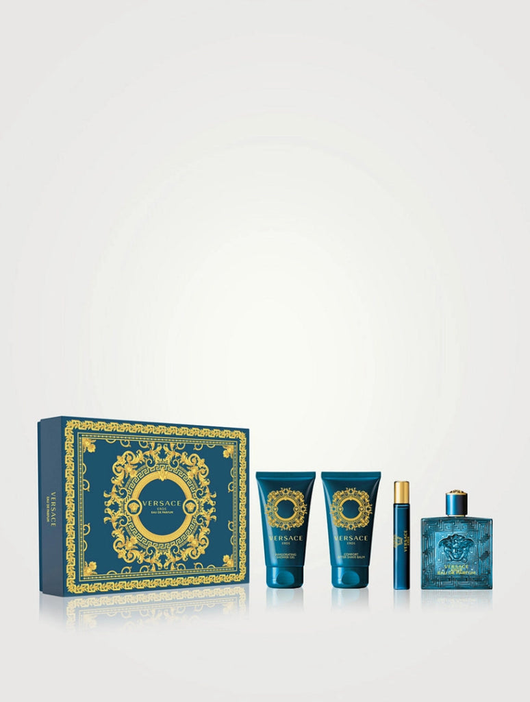 Versace Eros Gift Set (Eau De Parfum 100ml + Shower Gel 75ml + After Shave Balm 75ml + Eau De Parfum 10ml) - Fragrance London