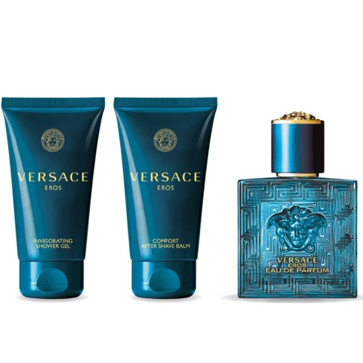 Versace Eros Gift Set (Eau De Parfum 50ml + Shower Gel 50ml + After Shave Balm 50ml) - Fragrance London