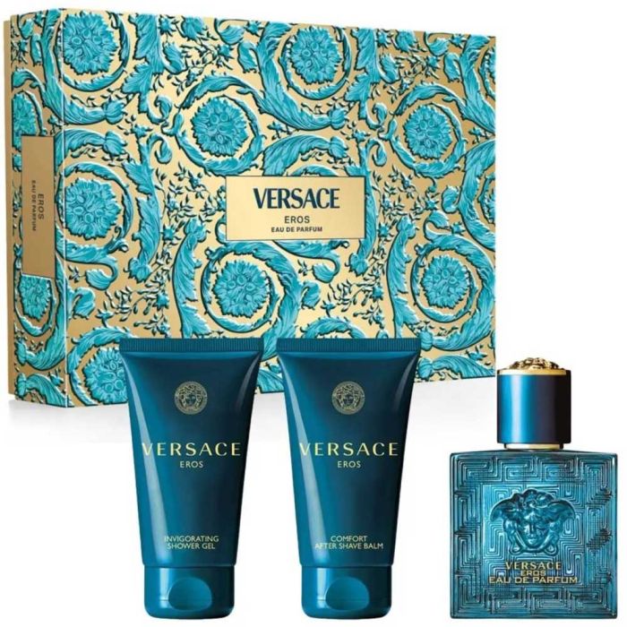 Versace Eros Gift Set (Eau De Parfum 50ml + Shower Gel 50ml + After Shave Balm 50ml) - Fragrance London