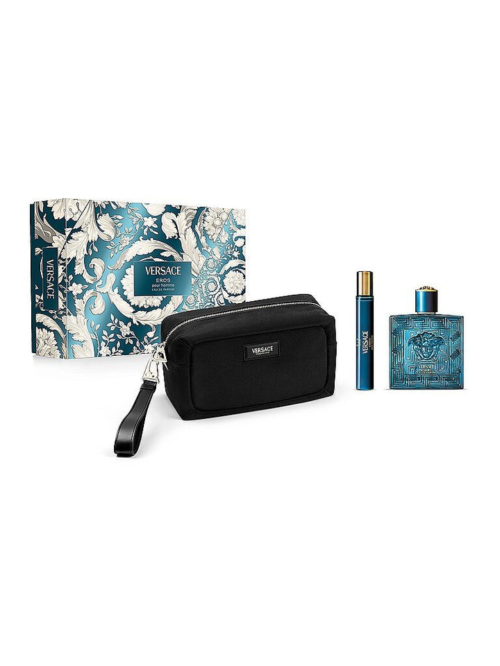 Versace Eros Gift Set (Eau De Parfum Spray 100ml + Eau De Parfum Spray 10ml + Pouch) - Fragrance London