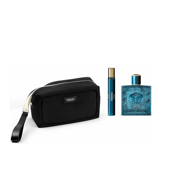 Versace Eros Gift Set (Eau De Parfum Spray 100ml + Eau De Parfum Spray 10ml + Pouch) - Fragrance London