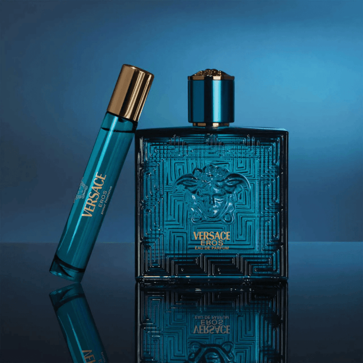 Versace Eros Gift Set (Eau De Parfum Spray 100ml + Eau De Parfum Spray 10ml + Pouch) - Fragrance London