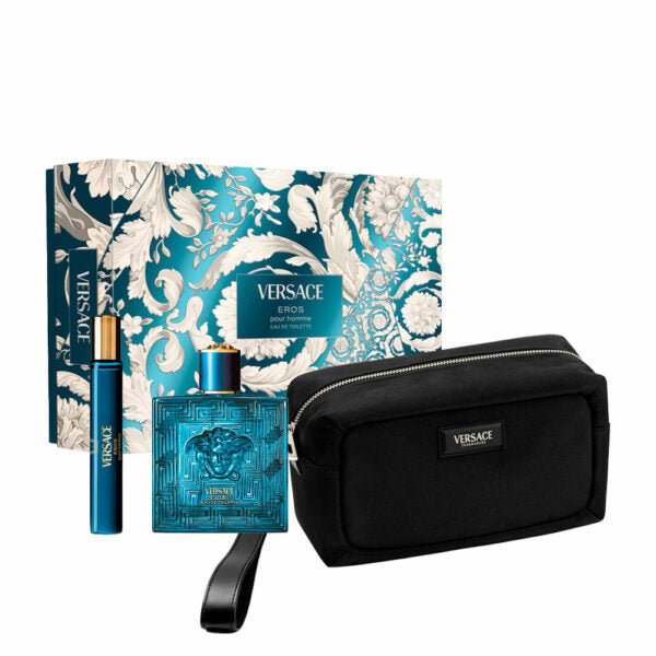 Versace Eros Gift Set (Eau De Parfum Spray 100ml + Eau De Parfum Spray 10ml + Pouch) - Fragrance London
