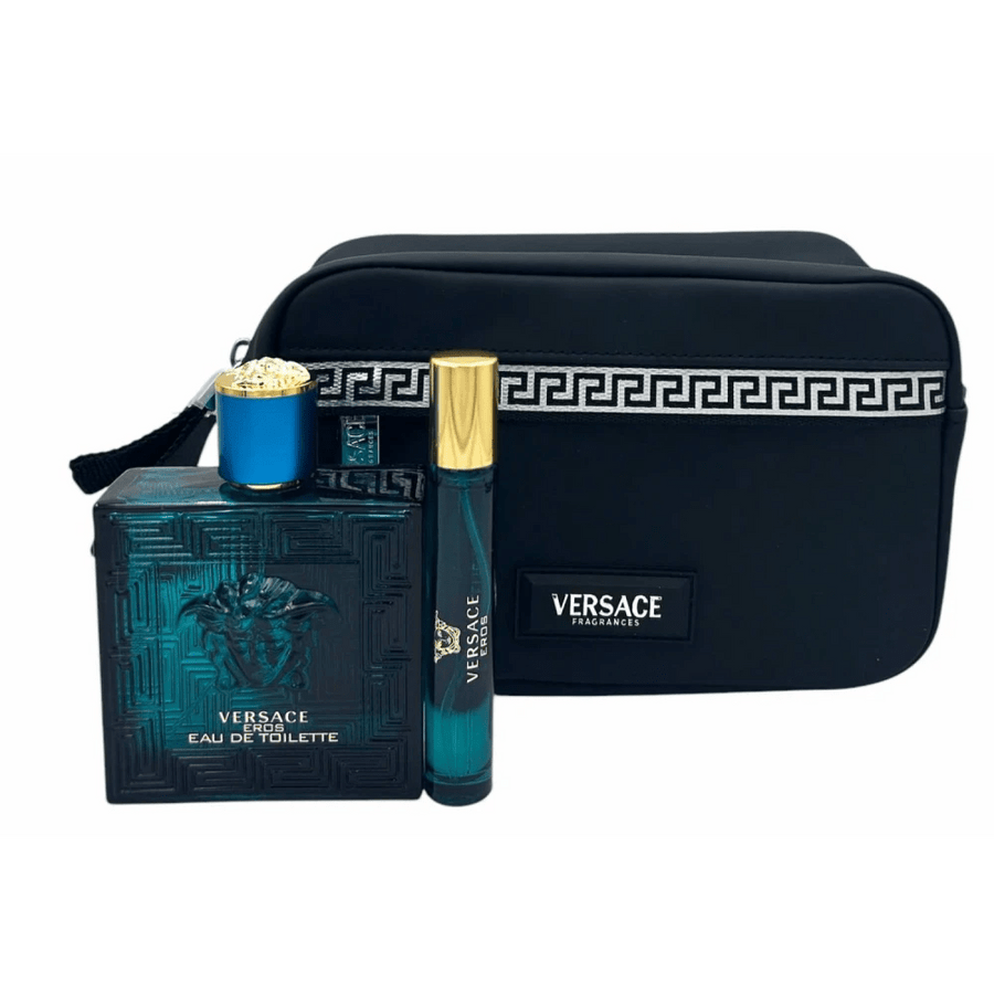 Versace Eros Gift Set (Eau De Toilette 100ml + Eau De Toilette 10ml + Black Bag) - Fragrance London