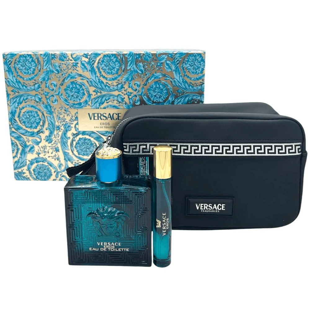 Versace Eros Gift Set (Eau De Toilette 100ml + Eau De Toilette 10ml + Black Bag) - Fragrance London