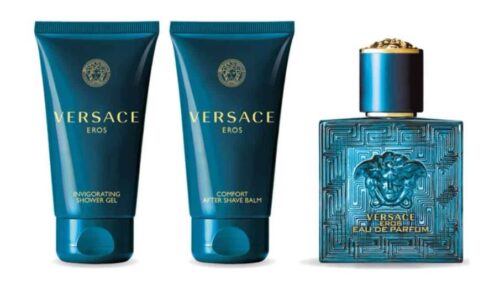 Versace Eros Gift Set (Eau De Toilette Spray 50ml + Shower Gel 50ml + Aftershave Balm 50ml) - Fragrance London