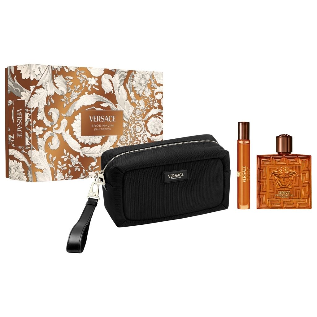 Versace Eros Najim Gift Set (Parfum Spray 100ml + Parfum Spray 10ml + Pouch) - Fragrance London