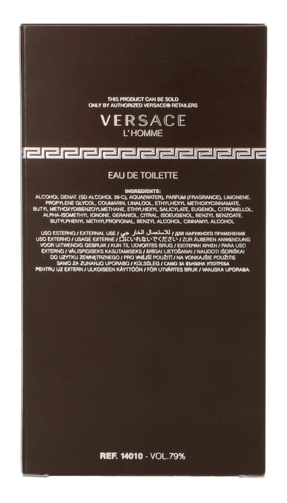 Versace L'Homme Eau De Toilette Spray 100ml - Fragrance London