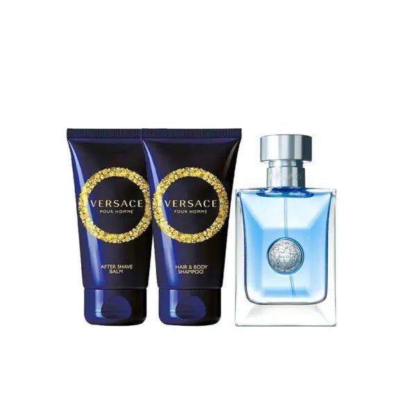 Versace Pour Homme Gift Set (Eau De Toilette Spray 50ml + Shower Gel 50ml + After Shave Balm 50ml) - Fragrance London