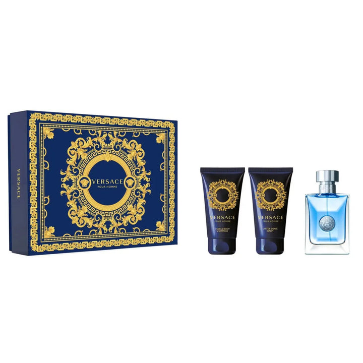 Versace Pour Homme Gift Set (Eau De Toilette Spray 50ml + Shower Gel 50ml + After Shave Balm 50ml) - Fragrance London