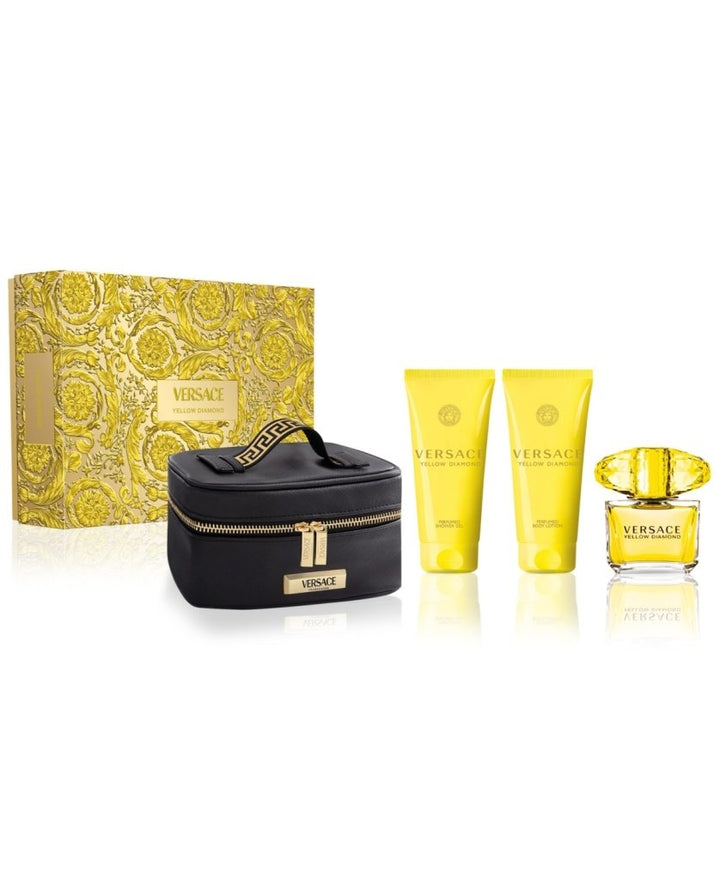 Versace Yellow Diamond Gift Set (Eau De Toilette 90ml + Shower Gel 100ml + Body Lotion 100ml + Pouch) - Fragrance London