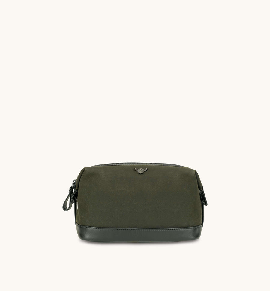 Apatchy London The Cavendish Waxed Canvas & Leather Wash Bag